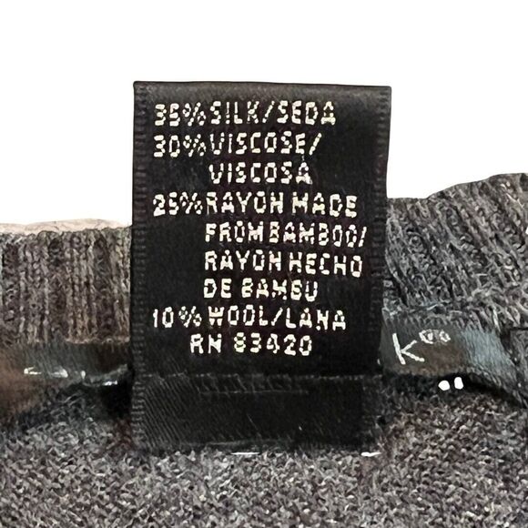 August Silk Sweater Vest Womens Large Gray Rib Knit Wool Blend Preppy Geeky Top - Picture 9 of 9